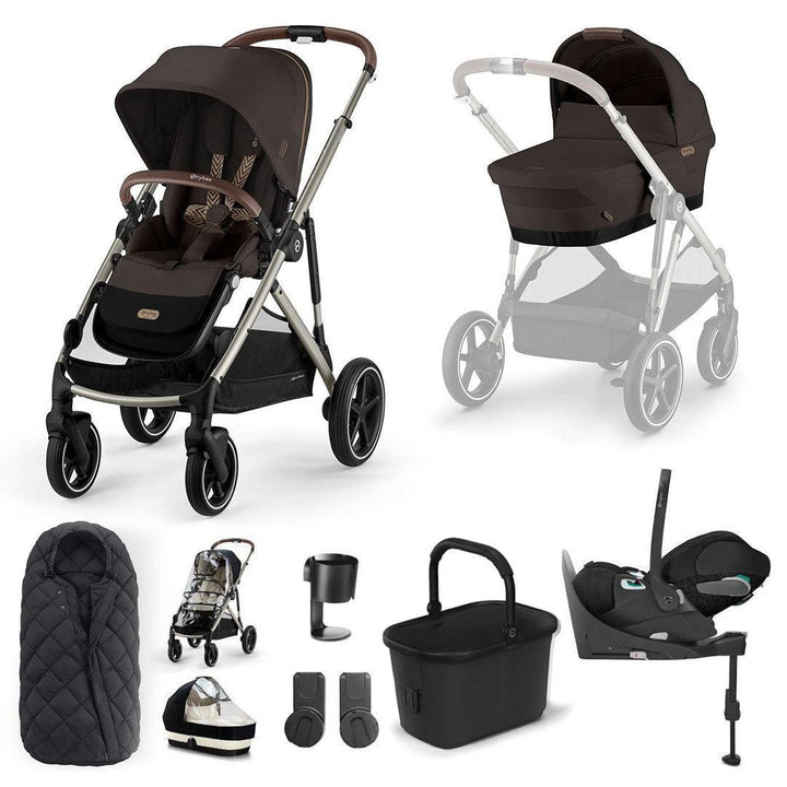 CYBEX Gazelle S + Cloud T Travel System-Travel Systems-Chocolate Brown-With Base | Natural Baby Shower