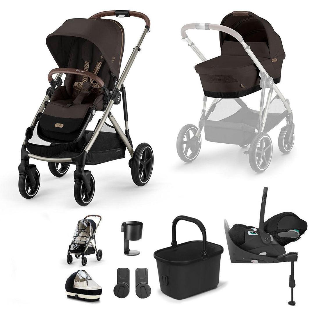 CYBEX Gazelle S + Cloud T Travel System-Travel Systems-Chocolate Brown-With Base | Natural Baby Shower