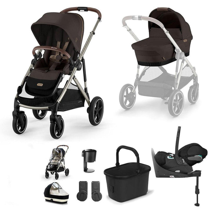 CYBEX Gazelle S + Cloud T Travel System-Travel Systems-Chocolate Brown-With Base | Natural Baby Shower