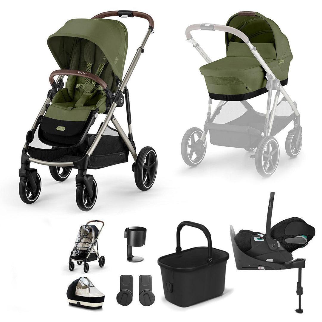 CYBEX Gazelle S + Cloud T Travel System-Travel Systems-Moss Green-With Base | Natural Baby Shower