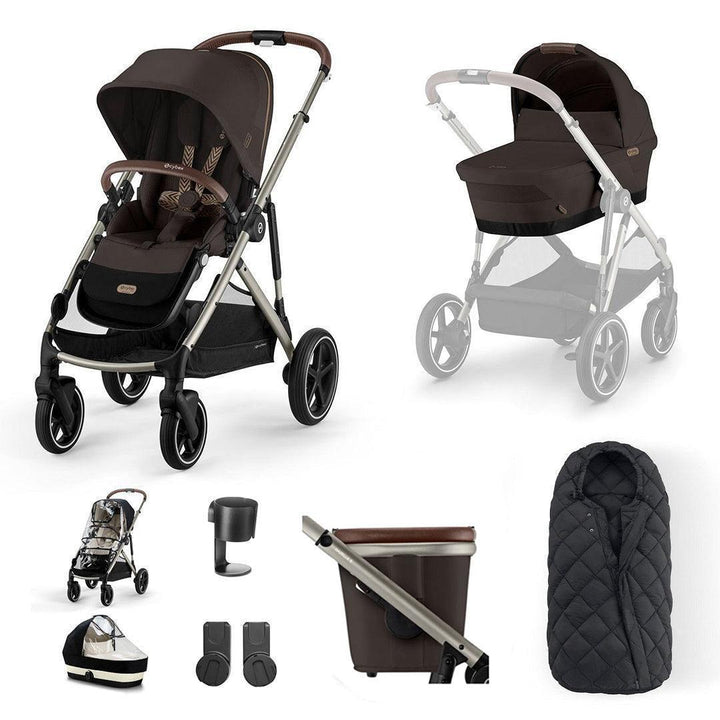 CYBEX Gazelle S Essential Pushchair Bundle-Stroller Bundles-Almond Beige-No Footmuff | Natural Baby Shower