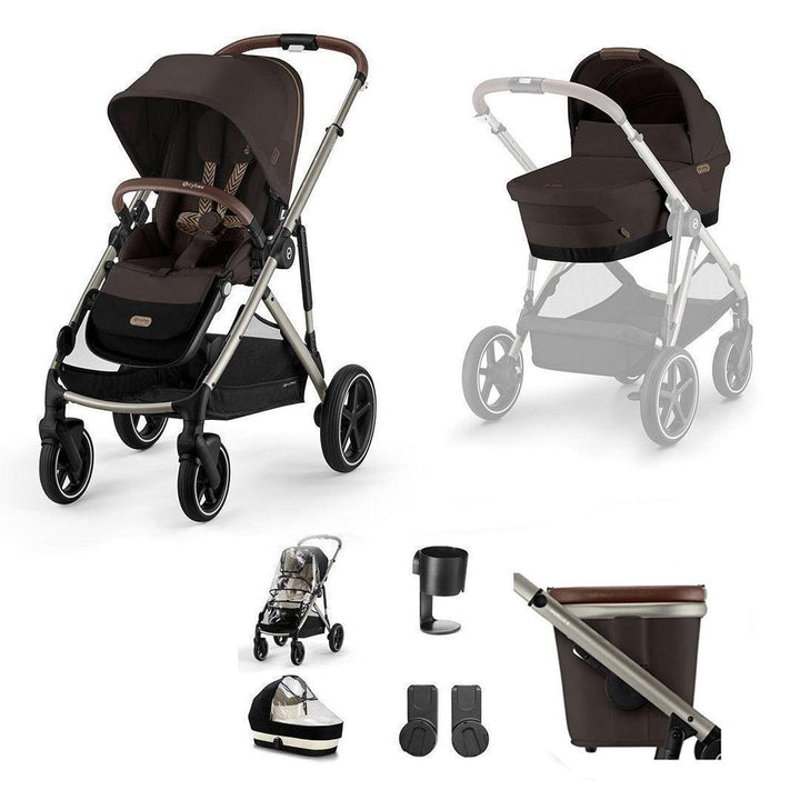 CYBEX Gazelle S Essential Pushchair Bundle-Stroller Bundles-Almond Beige-No Footmuff | Natural Baby Shower