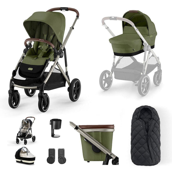 CYBEX Gazelle S Essential Pushchair Bundle-Stroller Bundles-Almond Beige-No Footmuff | Natural Baby Shower