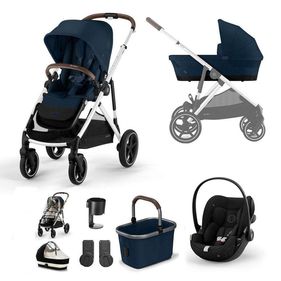 CYBEX Gazelle S + Cloud G Luxury Bundle - Ocean Blue-Travel Systems-Ocean Blue-No Footmuff | Natural Baby Shower