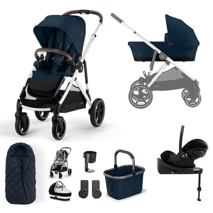 CYBEX Gazelle S + Cloud G Luxury Bundle - Ocean Blue-Travel Systems-Ocean Blue-SNOGGA Footmuff | Natural Baby Shower