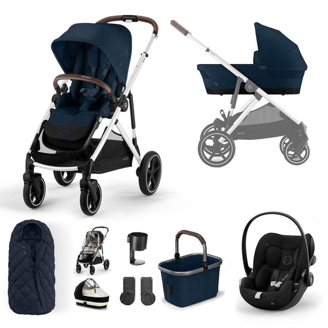 CYBEX Gazelle S + Cloud G Luxury Bundle - Ocean Blue-Travel Systems-Ocean Blue-SNOGGA Footmuff | Natural Baby Shower