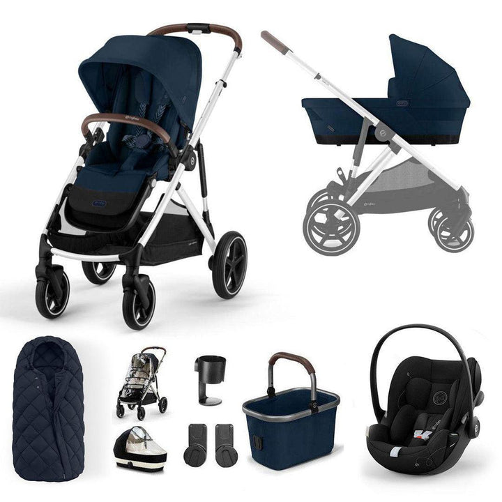 CYBEX Gazelle S + Cloud G Luxury Bundle - Ocean Blue-Travel Systems-Ocean Blue-SNOGGA Footmuff | Natural Baby Shower
