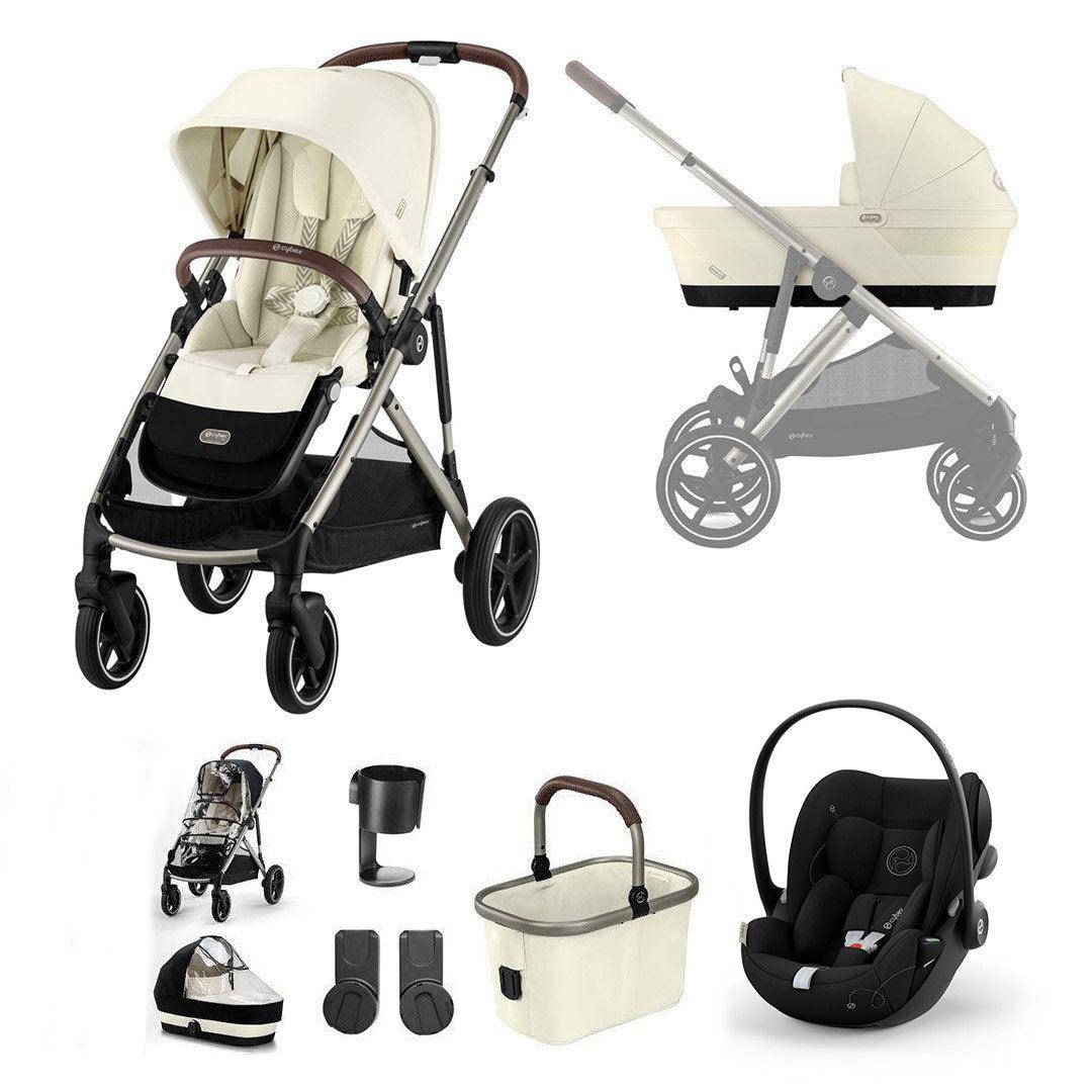 CYBEX Gazelle S + Cloud G Luxury Bundle - Seashell Beige-Travel Systems-Seashell Beige-No Footmuff | Natural Baby Shower