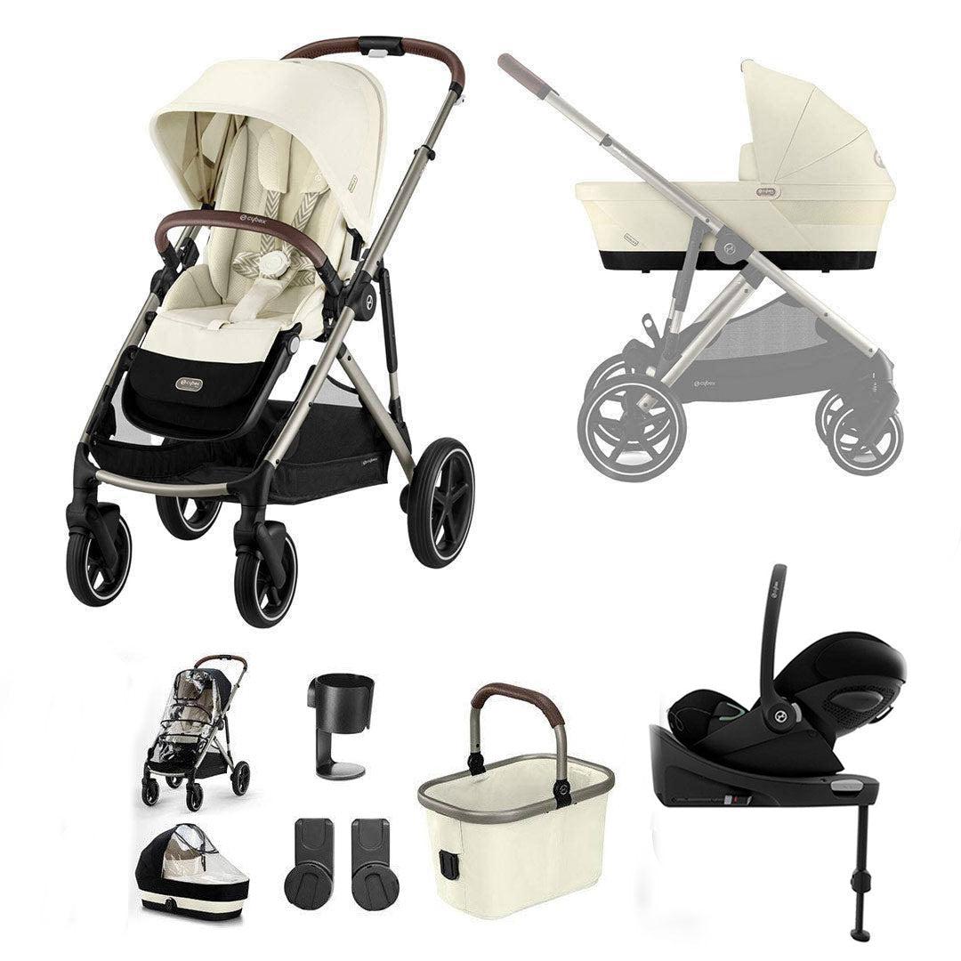 CYBEX Gazelle S + Cloud G Luxury Bundle - Seashell Beige-Travel Systems-Seashell Beige-No Footmuff | Natural Baby Shower