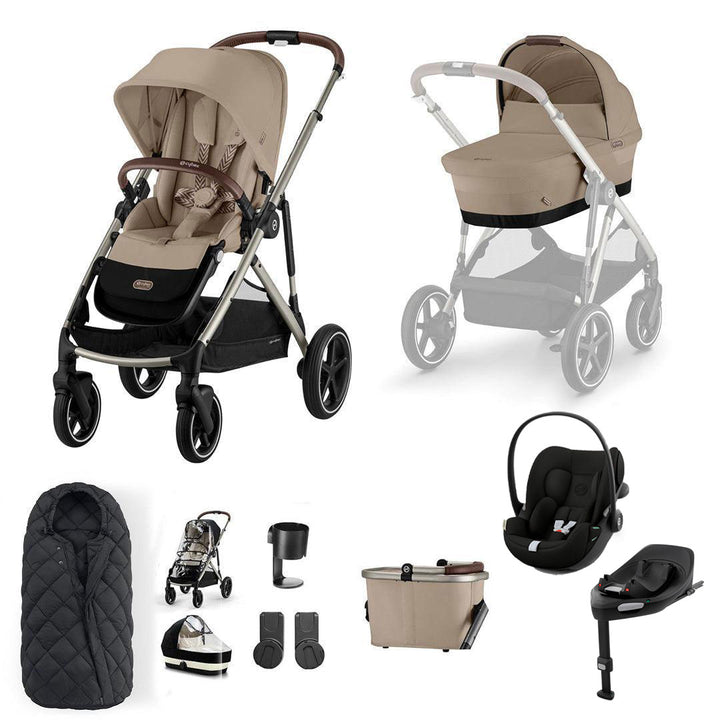 CYBEX Gazelle S + Cloud G3 Travel System-Travel Systems-Almond Beige/Black-With Base | Natural Baby Shower