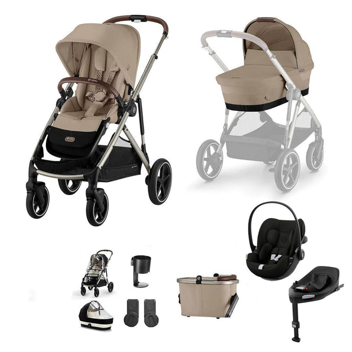 CYBEX Gazelle S + Cloud G3 Travel System-Travel Systems-Almond Beige/Black-With Base | Natural Baby Shower