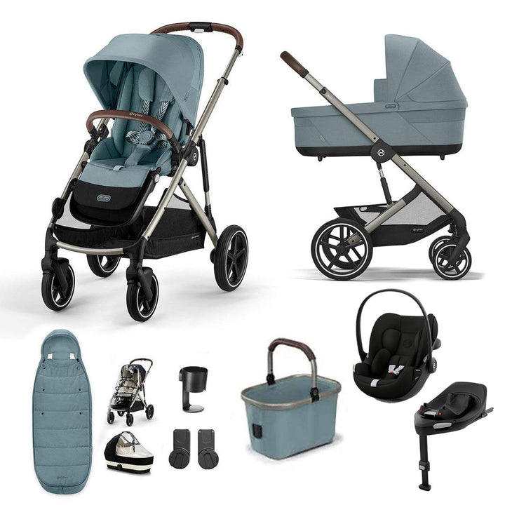 CYBEX Gazelle S + Cloud G3 Travel System-Travel Systems-Stormy Blue-With Base | Natural Baby Shower