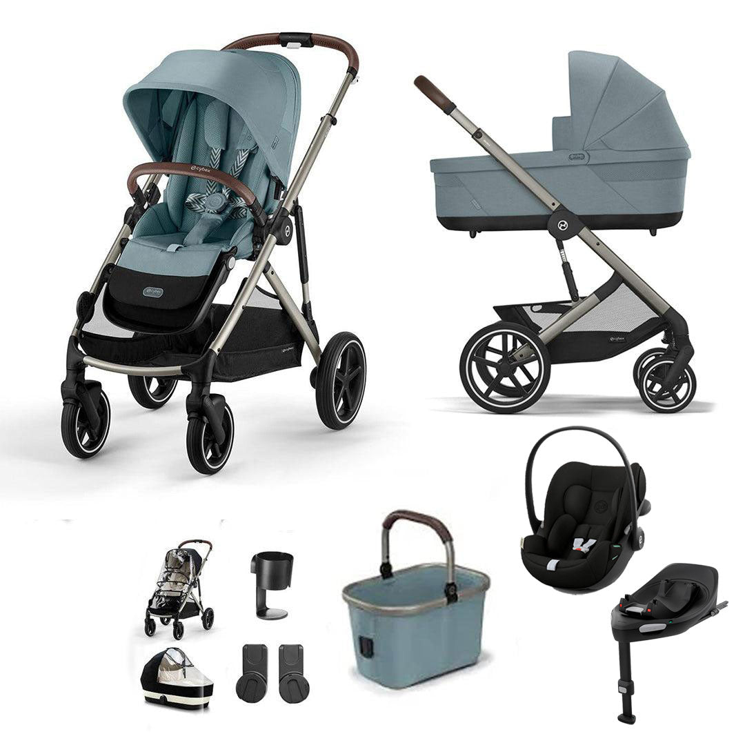 CYBEX Gazelle S + Cloud G3 Travel System-Travel Systems-Stormy Blue-With Base | Natural Baby Shower