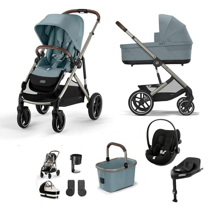 CYBEX Gazelle S + Cloud G3 Travel System-Travel Systems-Stormy Blue-With Base | Natural Baby Shower