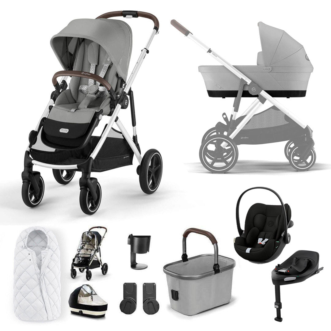 CYBEX Gazelle S + Cloud G3 Travel System-Travel Systems-Stone Grey-With Base | Natural Baby Shower