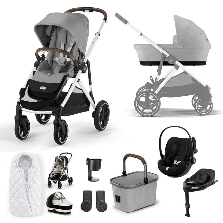 CYBEX Gazelle S + Cloud G3 Travel System-Travel Systems-Stone Grey-With Base | Natural Baby Shower