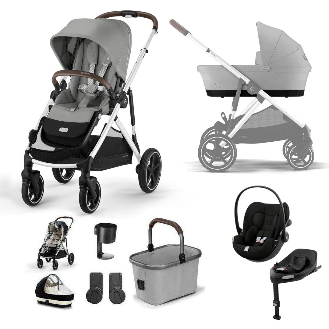 CYBEX Gazelle S + Cloud G3 Travel System-Travel Systems-Stone Grey-With Base | Natural Baby Shower