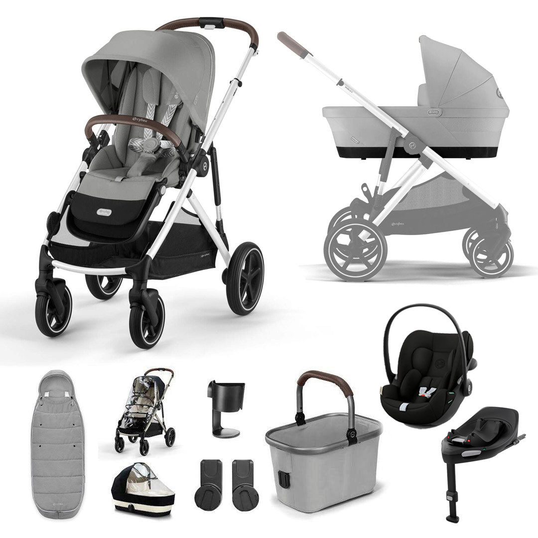 CYBEX Gazelle S + Cloud G3 Travel System-Travel Systems-Stone Grey-With Base | Natural Baby Shower