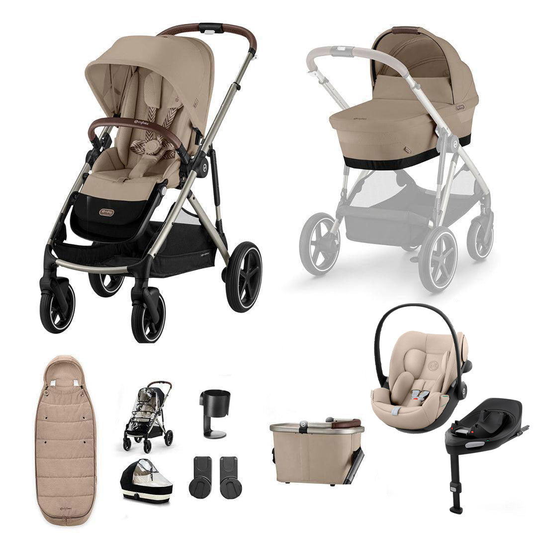 CYBEX Gazelle S + Cloud G3 Travel System-Travel Systems-Almond Beige-With Base | Natural Baby Shower