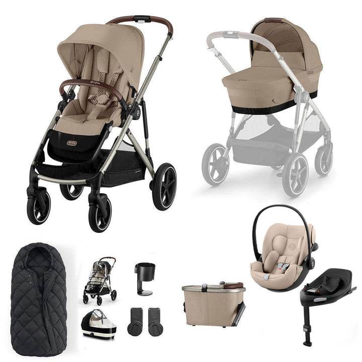 CYBEX Gazelle S + Cloud G3 Travel System-Travel Systems-Almond Beige-With Base | Natural Baby Shower
