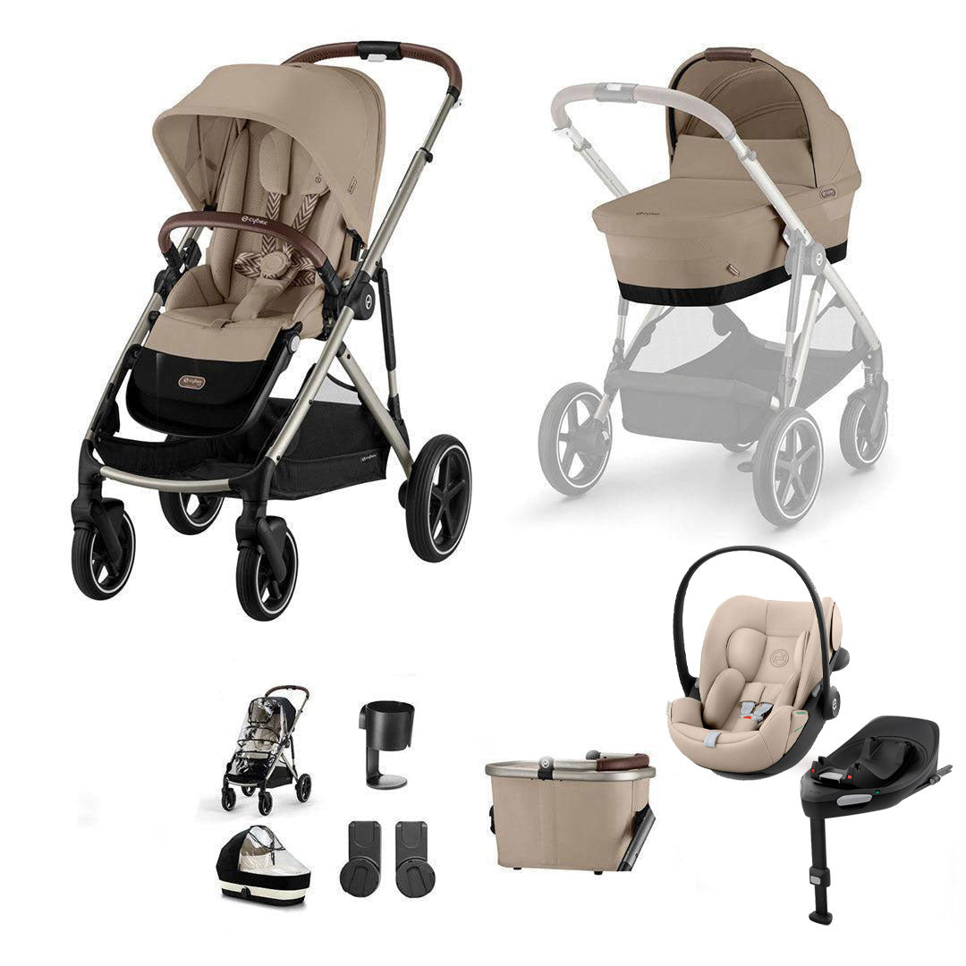 CYBEX Gazelle S + Cloud G3 Travel System-Travel Systems-Almond Beige-With Base | Natural Baby Shower