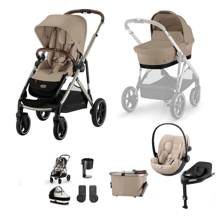 CYBEX Gazelle S + Cloud G3 Travel System-Travel Systems-Almond Beige-With Base | Natural Baby Shower