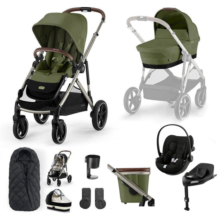 CYBEX Gazelle S + Cloud G3 Travel System-Travel Systems-Moss Green-With Base | Natural Baby Shower
