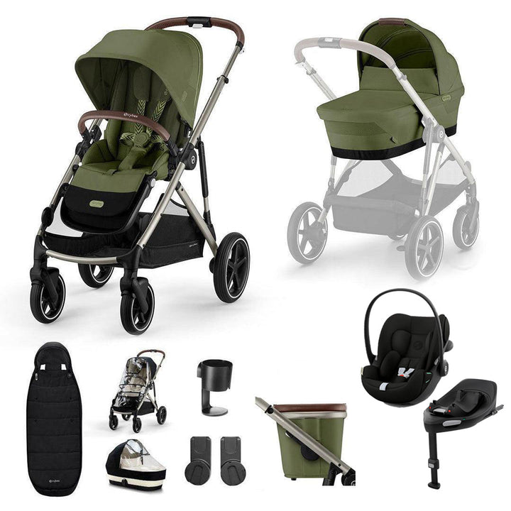 CYBEX Gazelle S + Cloud G3 Travel System-Travel Systems-Moss Green-With Base | Natural Baby Shower