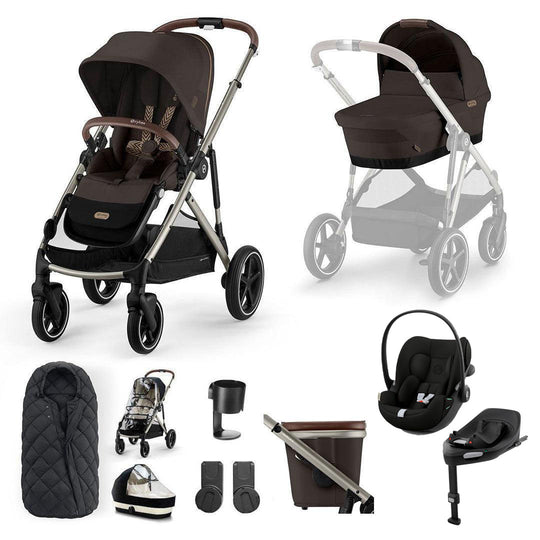 CYBEX Gazelle S + Cloud G3 Travel System-Travel Systems-Chocolate Brown-With Base | Natural Baby Shower