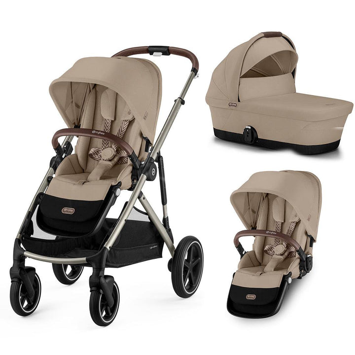 CYBEX Gazelle S Double Pushchair - Almond Beige-Strollers-Almond Beige-With Carrycot | Natural Baby Shower