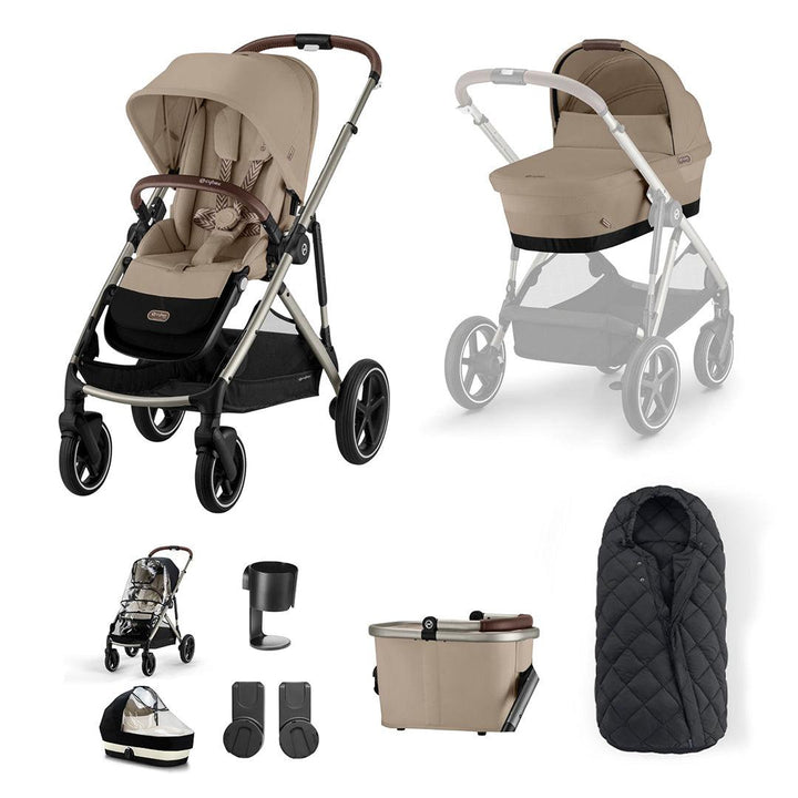 CYBEX Gazelle S Essential Bundle - Almond Beige-Stroller Bundles-Almond Beige-No Footmuff | Natural Baby Shower