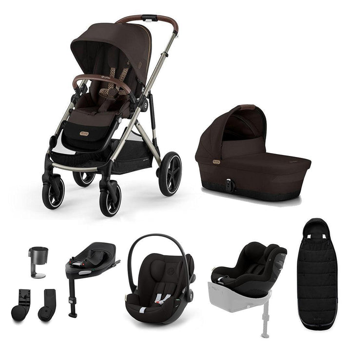 CYBEX Gazelle S Newborn to Toddler Ultimate Bundle-Travel Systems-Chocolate Brown-1 x Base G | Natural Baby Shower