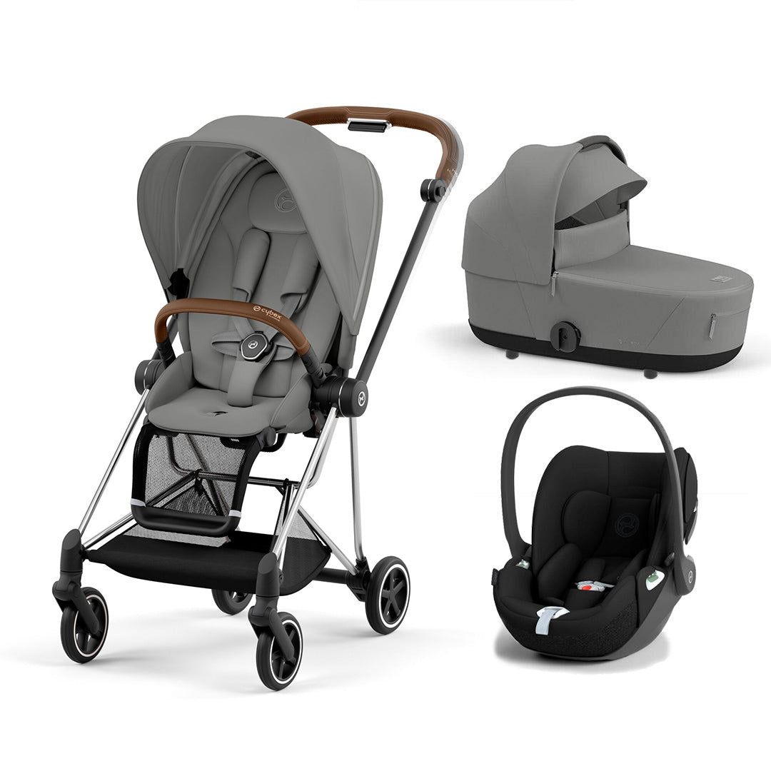 CYBEX Mios + Cloud T Travel System - Mirage Grey-Travel Systems-Mirage Grey/Chrome Brown-Lux | Natural Baby Shower