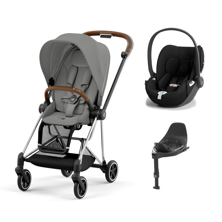 CYBEX Mios + Cloud T Travel System - Mirage Grey-Travel Systems-Mirage Grey/Chrome Brown-None | Natural Baby Shower