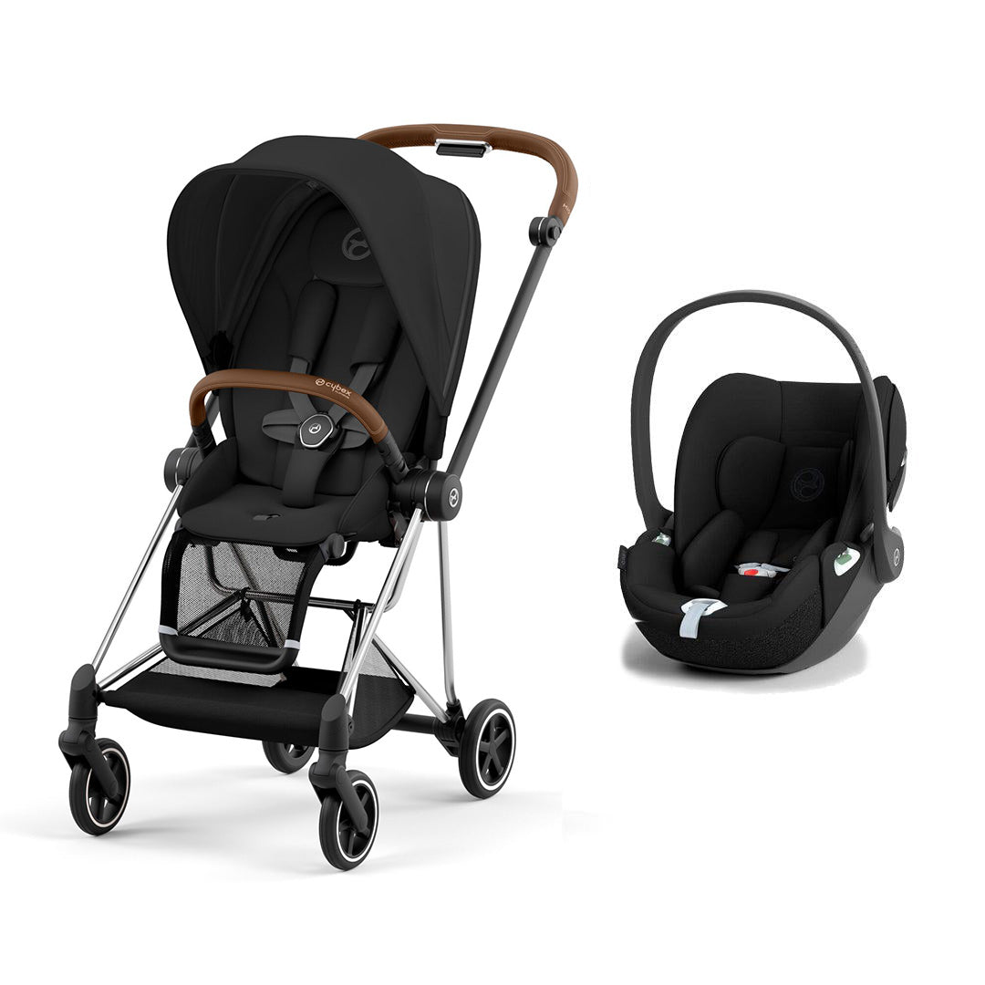 CYBEX Mios + Cloud T Travel System - Sepia Black-Travel Systems-Sepia Black/Chrome Brown-None | Natural Baby Shower