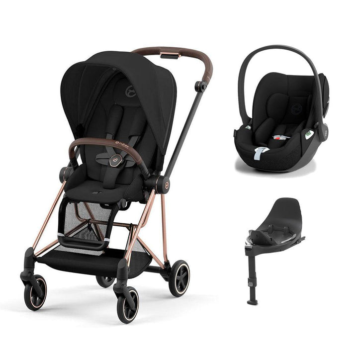 CYBEX Mios + Cloud T Travel System - Sepia Black-Travel Systems-Sepia Black/Rose Gold-None | Natural Baby Shower