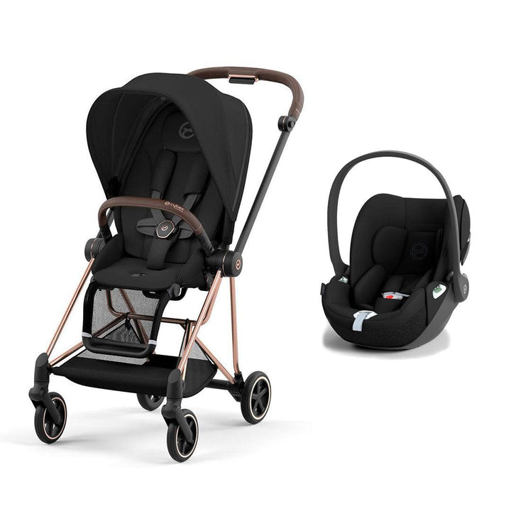 CYBEX Mios + Cloud T Travel System - Sepia Black-Travel Systems-Sepia Black/Rose Gold-None | Natural Baby Shower
