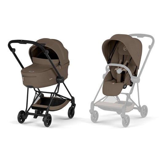 CYBEX Mios Comfort Pushchair & Foldable Carrycot - Coconut Brown/Black-Strollers- | Natural Baby Shower