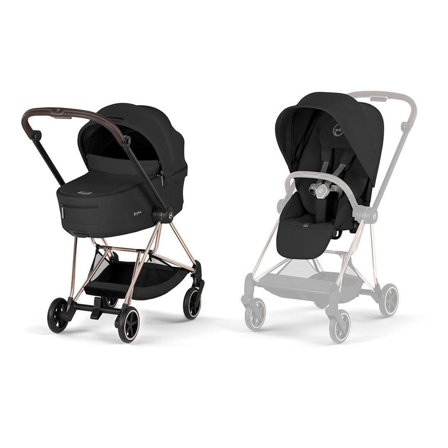 CYBEX Mios Comfort Pushchair & Foldable Carrycot - Sepia Black/Rose Gold-Strollers-Sepia Black/Rose Gold- | Natural Baby Shower