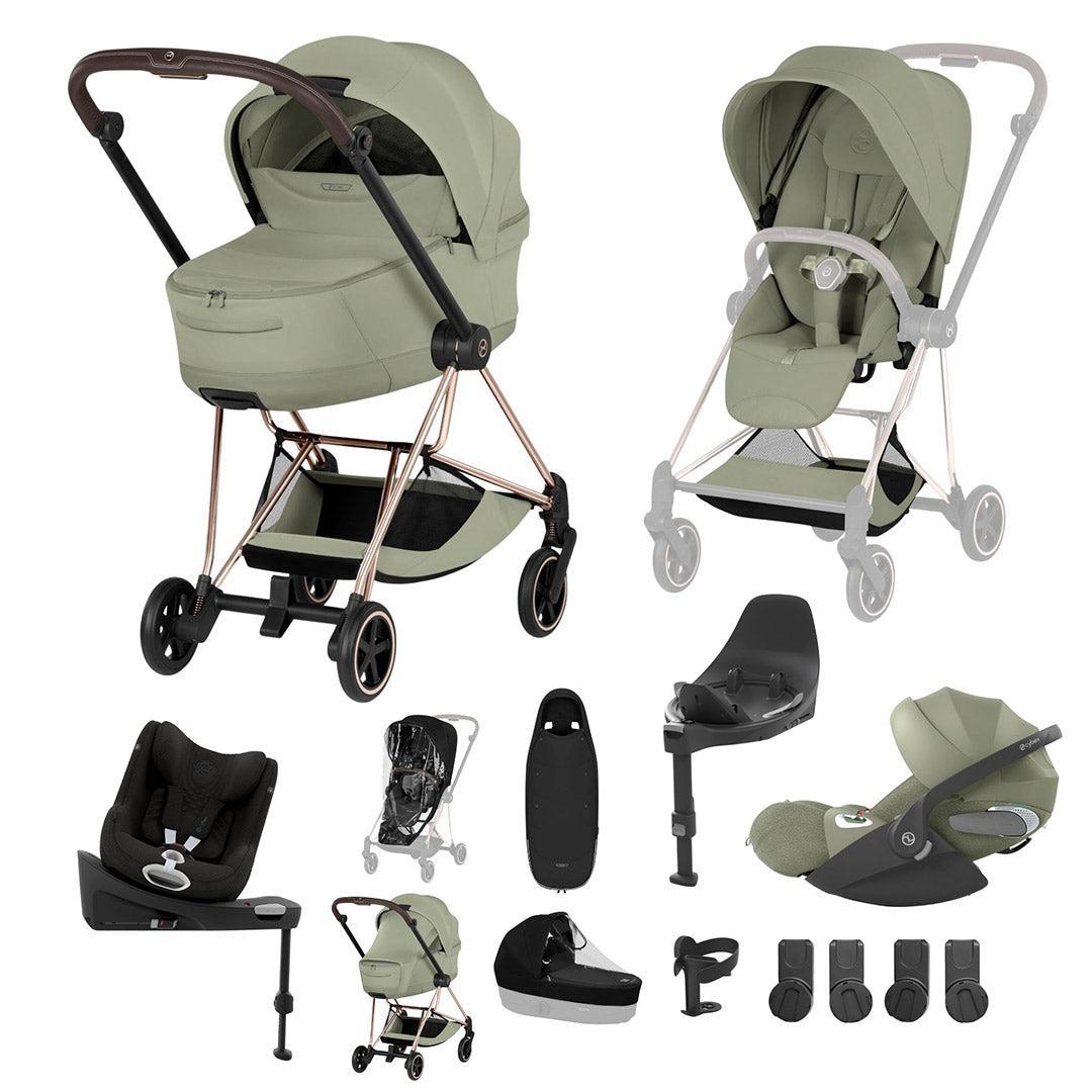 CYBEX Mios Ultimate Birth & Beyond Bundle - Style Collection-Travel Systems-Sage Green-Rose Gold | Natural Baby Shower
