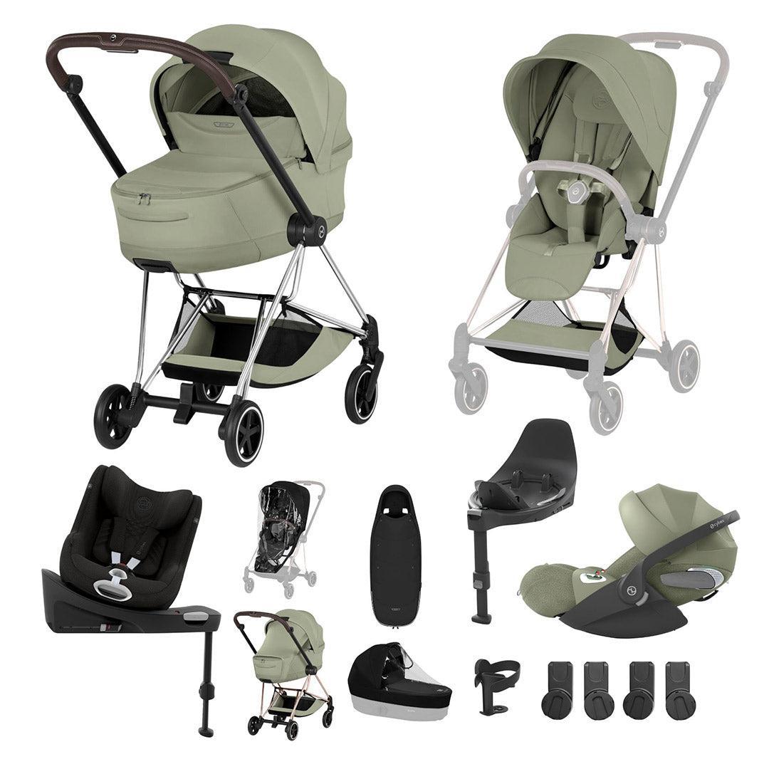 CYBEX Mios Ultimate Birth & Beyond Bundle - Style Collection-Travel Systems-Sage Green-Chrome Brown | Natural Baby Shower
