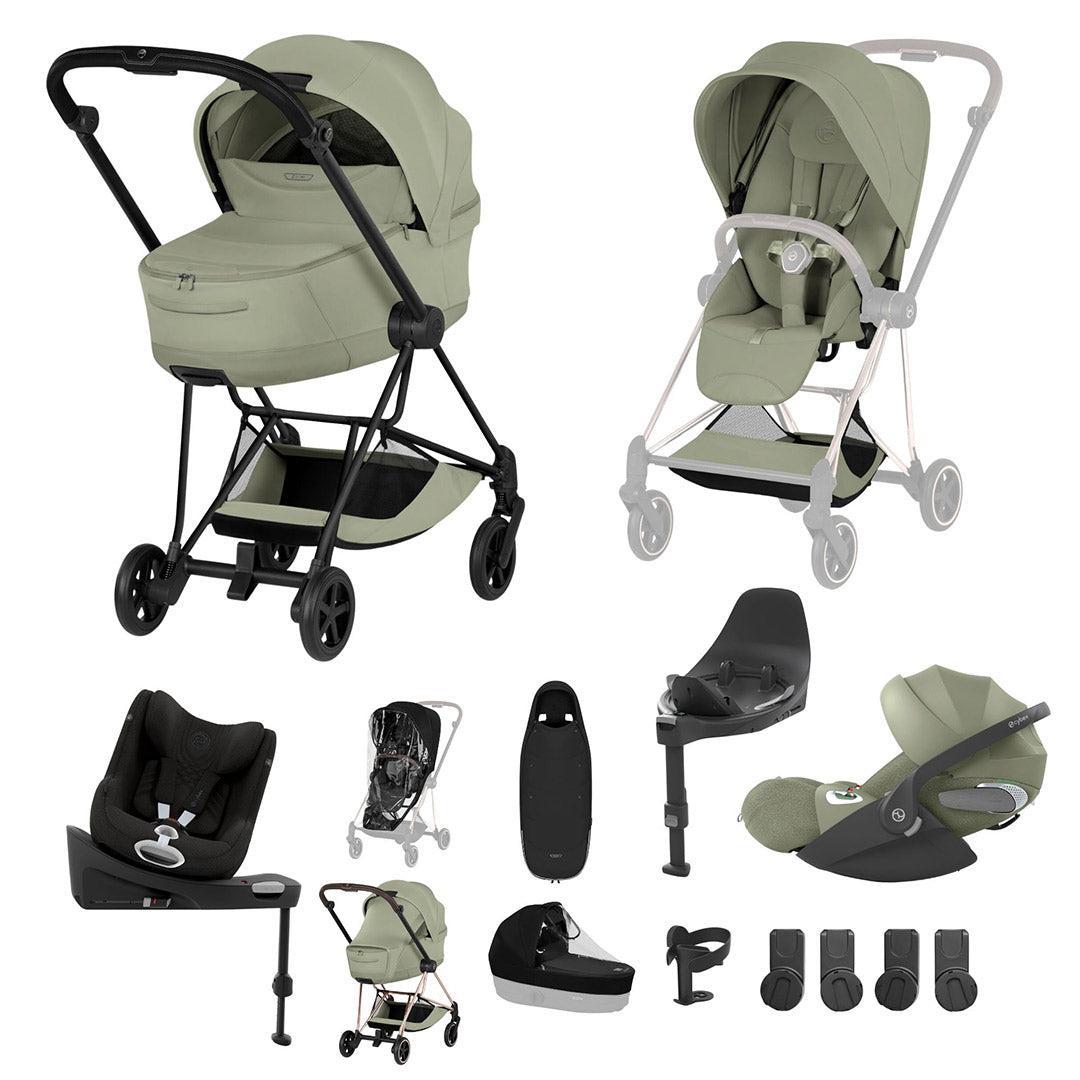 CYBEX Mios Ultimate Birth & Beyond Bundle - Style Collection-Travel Systems-Sage Green-Matt Black | Natural Baby Shower