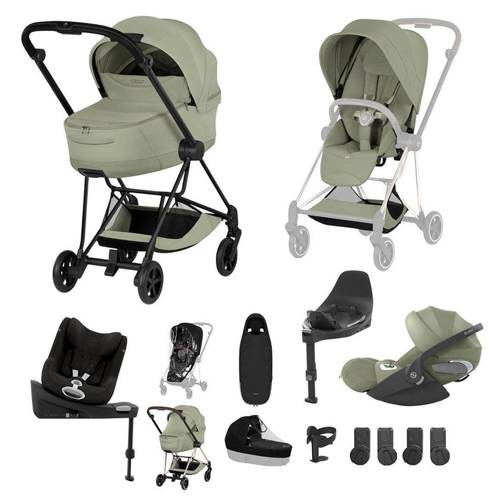 CYBEX Mios Ultimate Birth & Beyond Bundle - Style Collection-Travel Systems-Sage Green-Matt Black | Natural Baby Shower