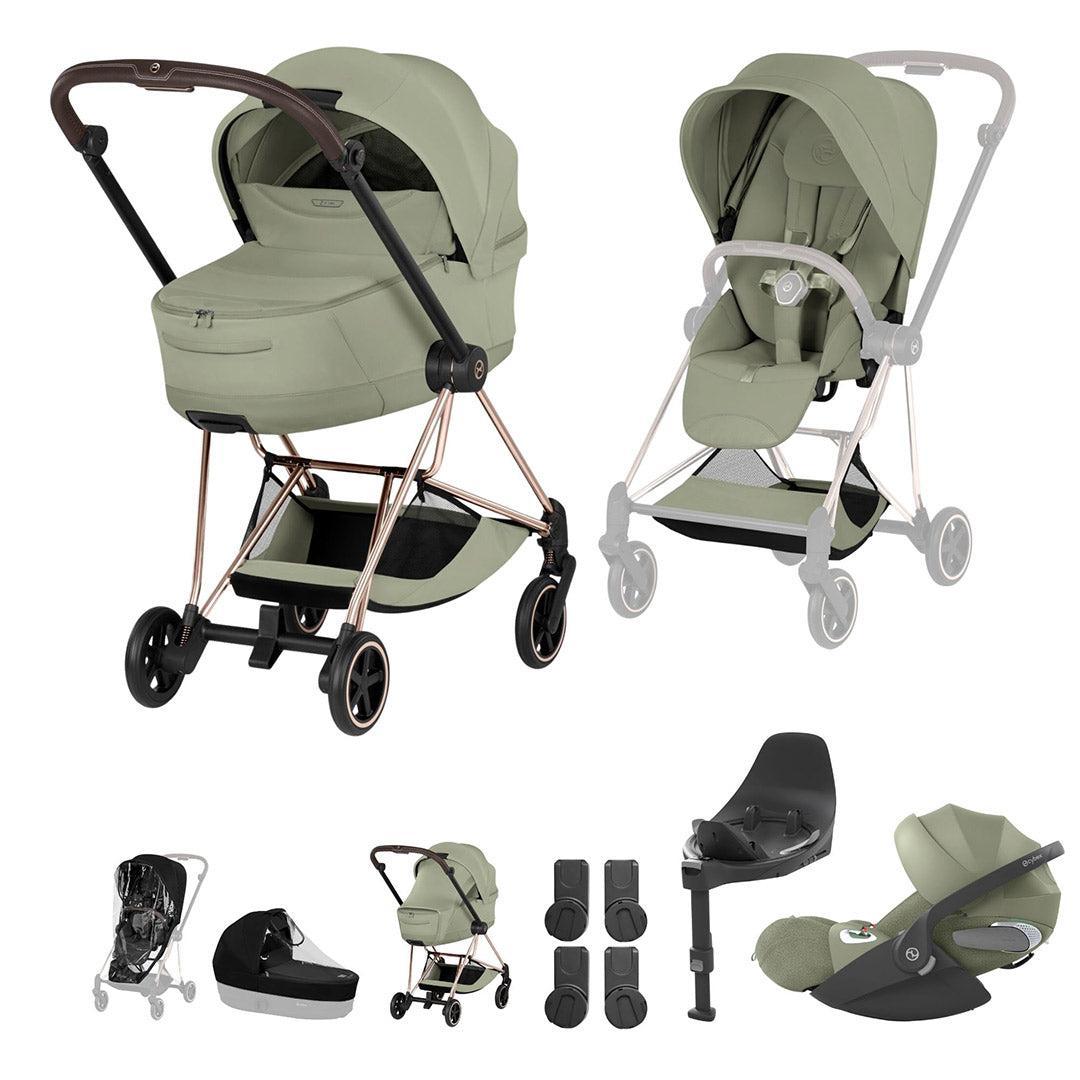 CYBEX Mios Ultimate Bundle - Style Collection-Travel Systems-Sage Green-Rose Gold | Natural Baby Shower