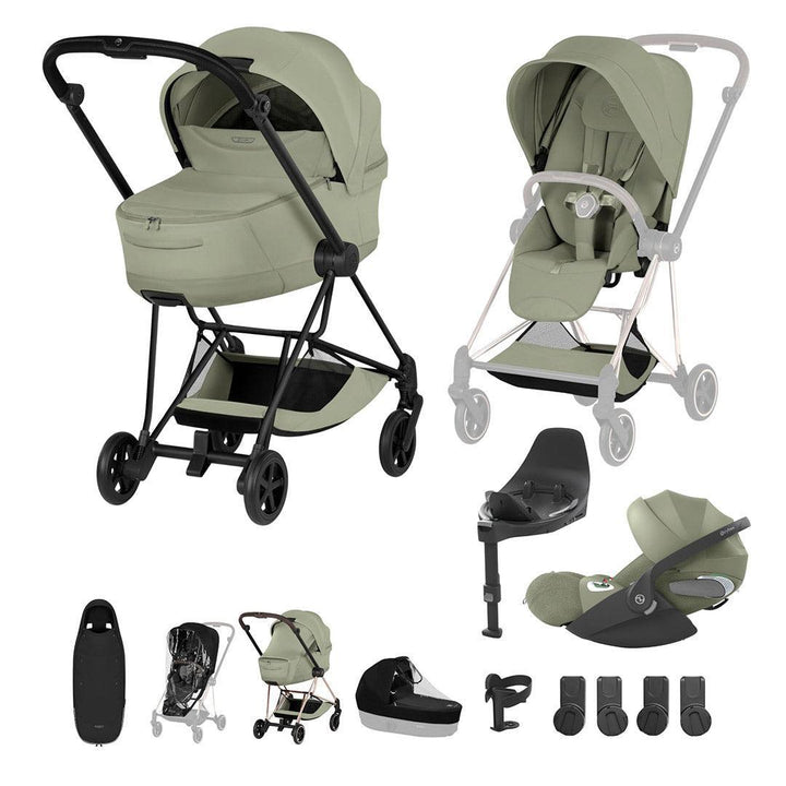 CYBEX Mios Ultimate Accessory Bundle - Style Collection-Travel Systems-Sage Green-Matt Black | Natural Baby Shower