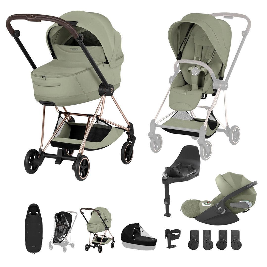CYBEX Mios Ultimate Accessory Bundle - Style Collection-Travel Systems-Sage Green-Rose Gold | Natural Baby Shower