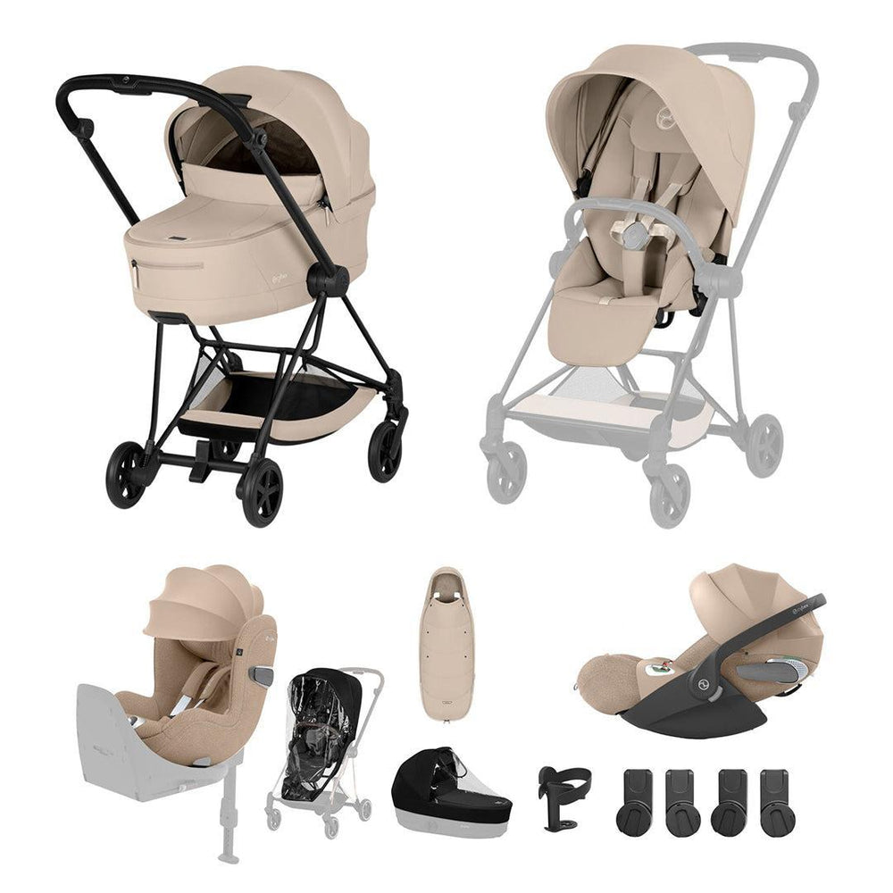 Cybex Mios Ultimate Birth & Beyond Bundle - Comfort Collection-Travel Systems-Cozy Beige-Without Base | Natural Baby Shower