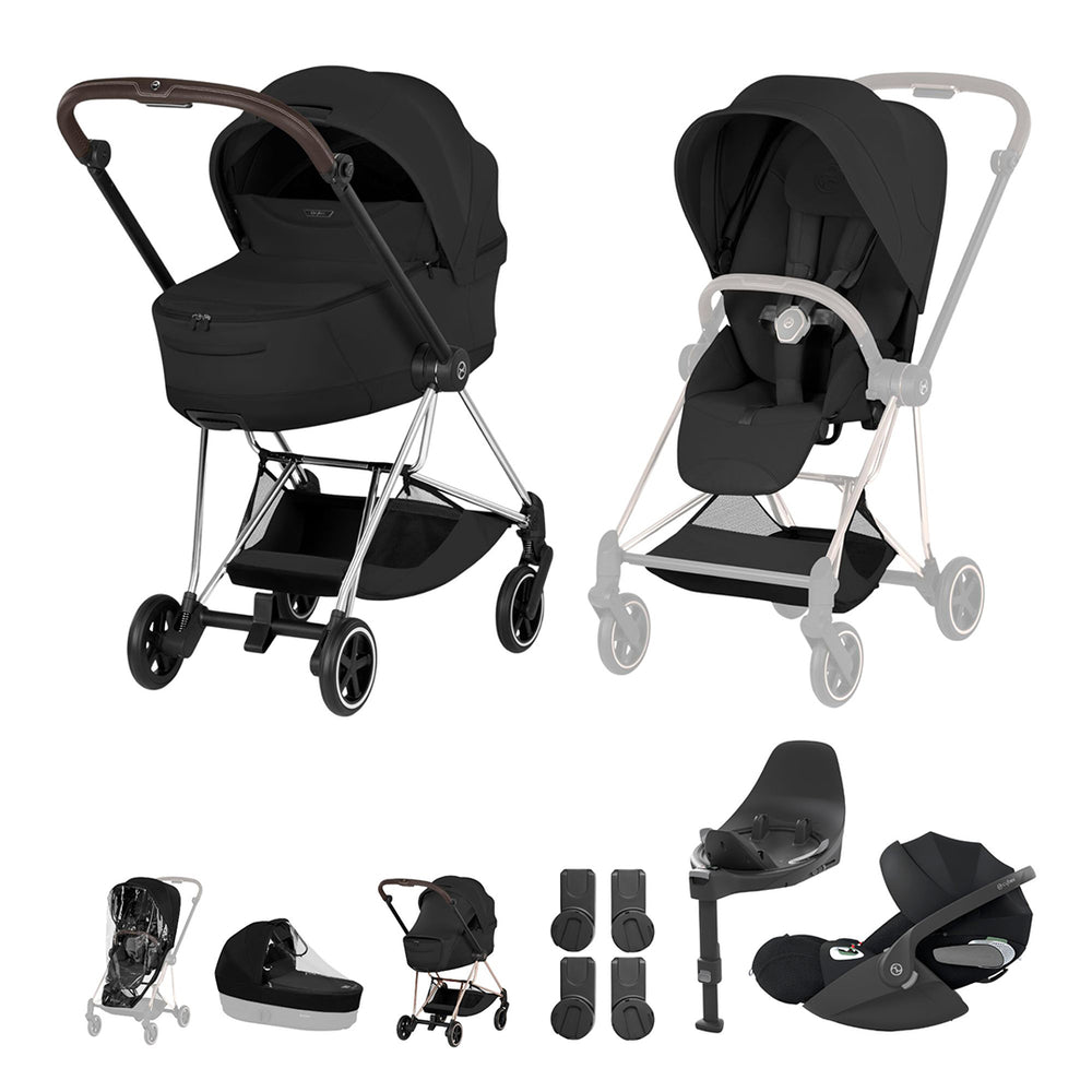 Cybex Mios Ultimate Bundle - Style Collection-Travel Systems-Sepia Black-Chrome Brown | Natural Baby Shower