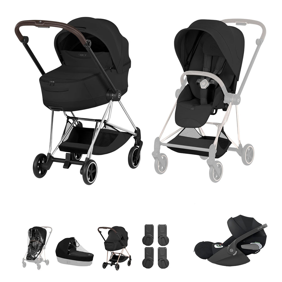 Cybex Mios Ultimate Bundle - Style Collection-Travel Systems-Sepia Black-Chrome Brown | Natural Baby Shower