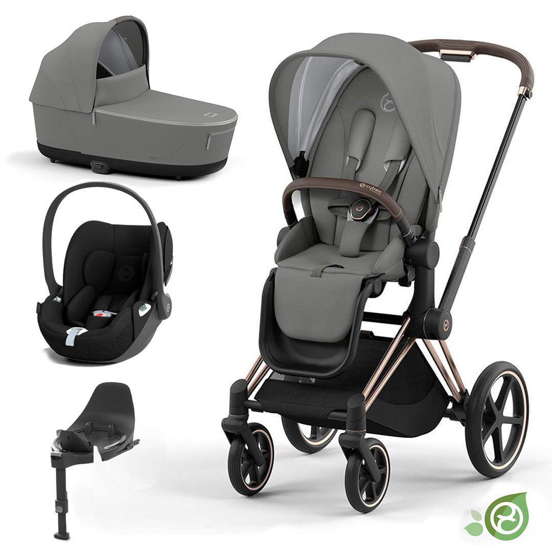 CYBEX Priam Cloud T Travel System - Pearl Grey-Travel Systems-Rose Gold-Lux | Natural Baby Shower